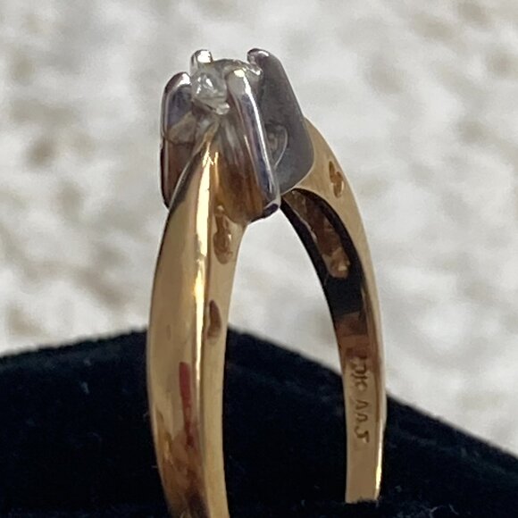 Diamond Solitaire Ring with Heart Accents in Yellow Gold Perfect for Valentine's - Picture 7 of 12